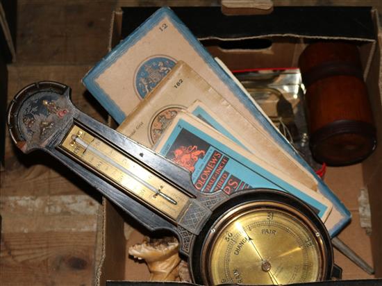 Chinoiserie barometer, figurative panel, maps, etc